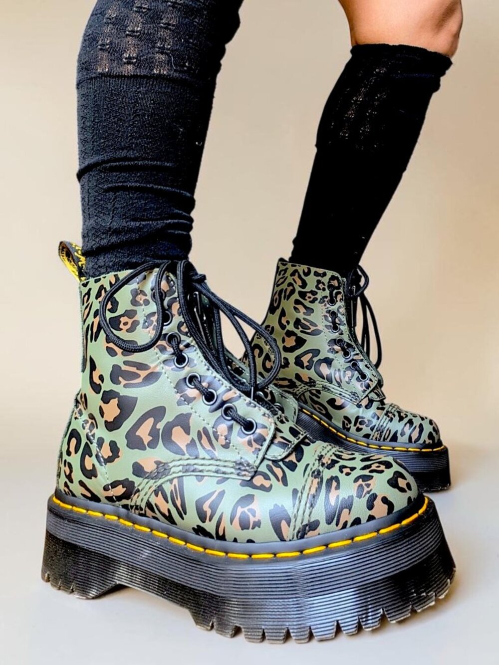 Dr Martens Sinclair Distorted Leopard zip front fairy goth platform boots 4 UK